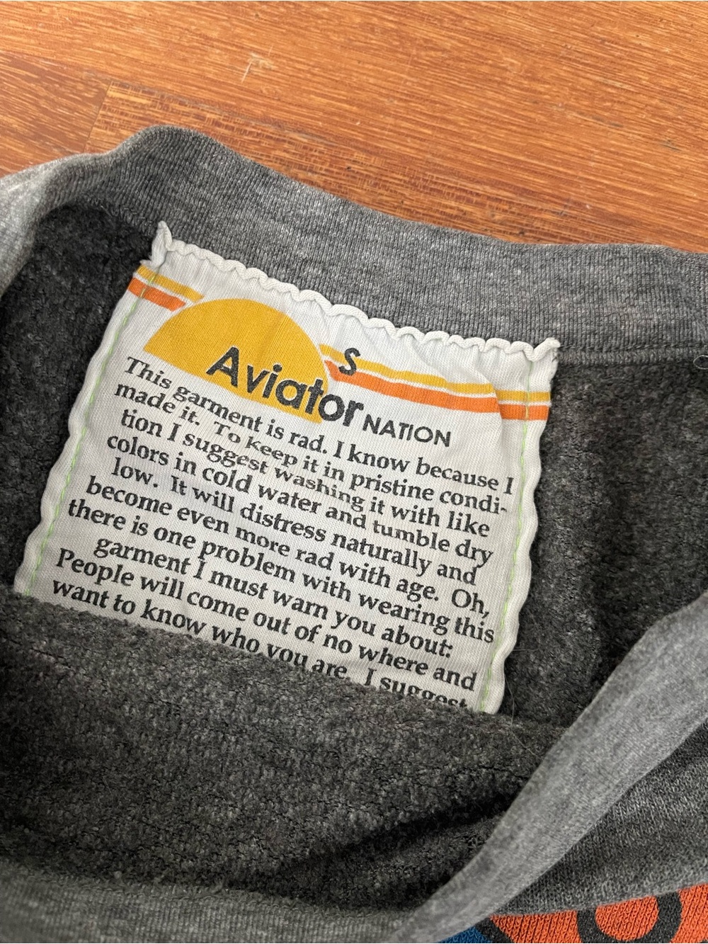Aviator Nation x SoulCycle Gray Crewneck with Multicolor Surf Logo - Picture 2 of 3